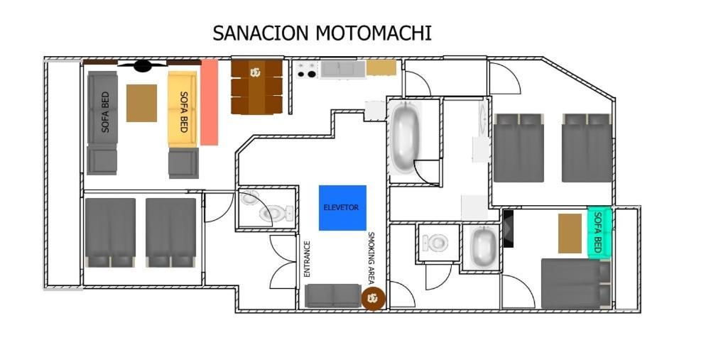 Sanacion Motomachi 7 なんばで150平米の広々空間 最大14名 Netflix見れます Lägenhet Osaka Exteriör bild
